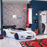 race car bed Moon Luxury Race Car Bed w/LEDs & Sound Effects (Free Mattress) CaKidsRoom