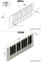 Piano Coat (11 Key) -Wall Mountable Piano Towel Coat Umbrella Bag Hanger Hook Rack Coat Hooks - Black and White (Copy) (Copy) CaKidsRoom
