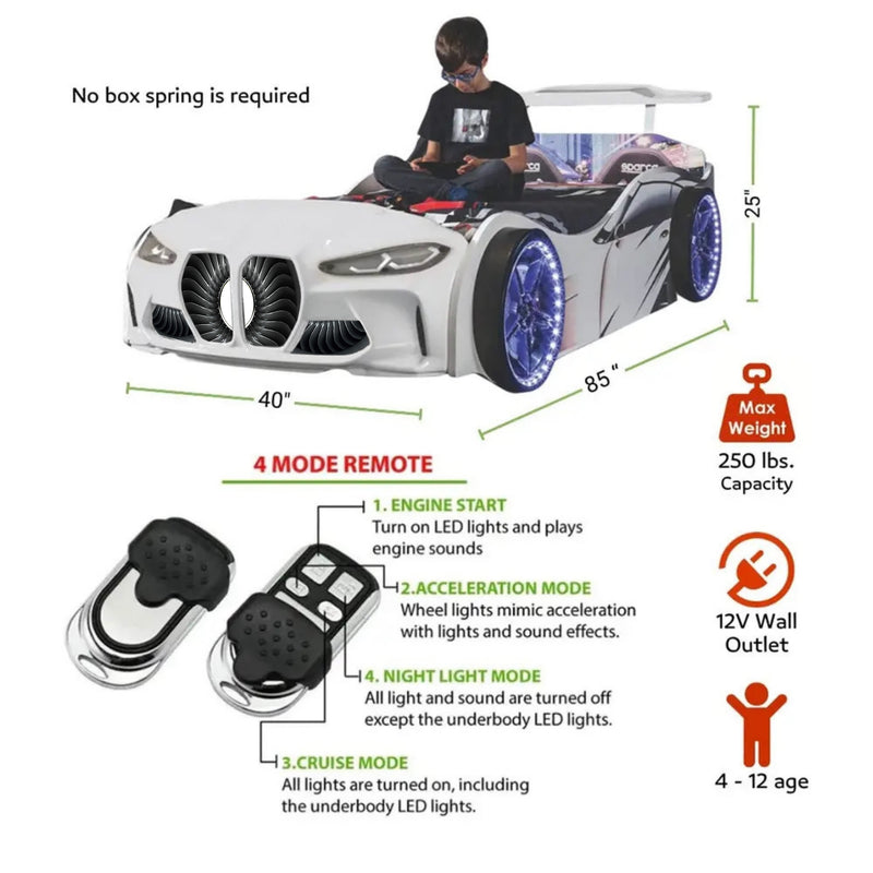GTX Race Car Bed w/LEDs & Sound Effects