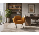 Birdy Modern Single-Seater Accent Chair with Fabric Upholstery and Painted Metal Legs