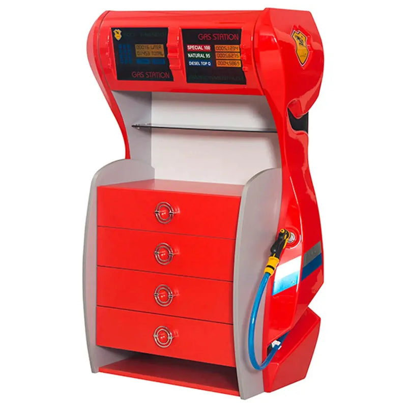 Red Gas Pump Dresser for Kids – Stylish & Themed Storage Solution