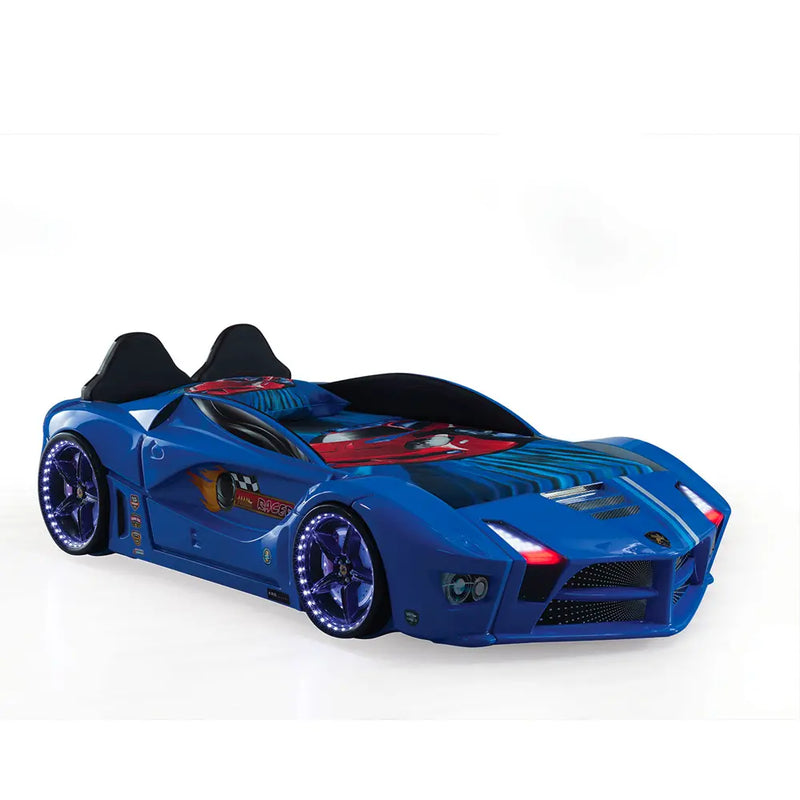 race car bed Moon Luxury Race Car Bed w/LEDs & Sound Effects (Free Mattress) CaKidsRoom