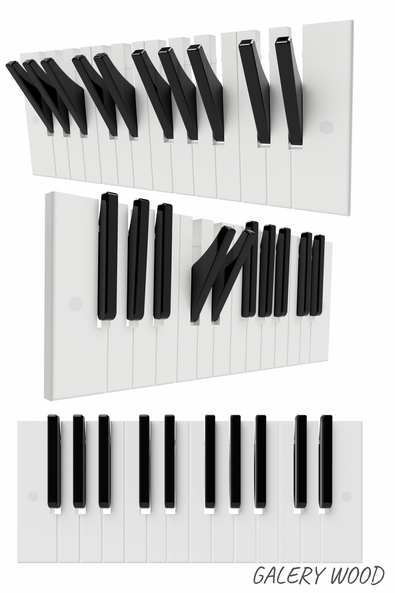 Piano Coat (11 Key) -Wall Mountable Piano Towel Coat Umbrella Bag Hanger Hook Rack Coat Hooks - Black and White (Copy) (Copy) CaKidsRoom
