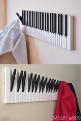 Piano Coat (21 Key) -Wall Mountable Piano Towel Coat Umbrella Bag Hanger Hook Rack Coat Hooks - Black and White CaKidsRoom