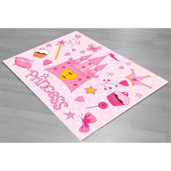 Pink Princess Castle Car Bed Carpet Rugs (4.5' x 6.25')