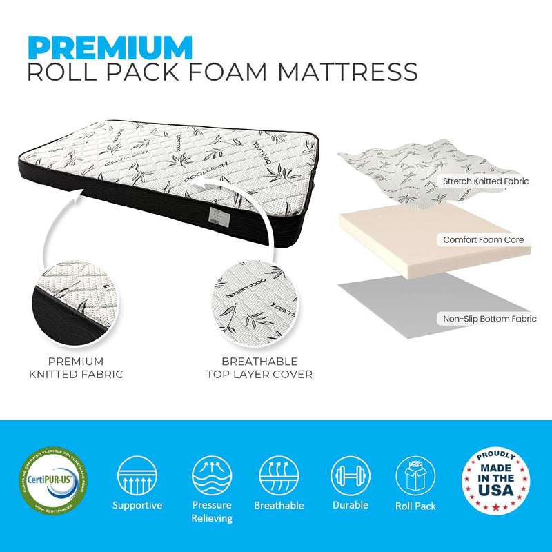 Core Comfort Kids Roll-Pack Foam Mattress (190 x 90cm) - The Perfect Fit for Racing Car Beds